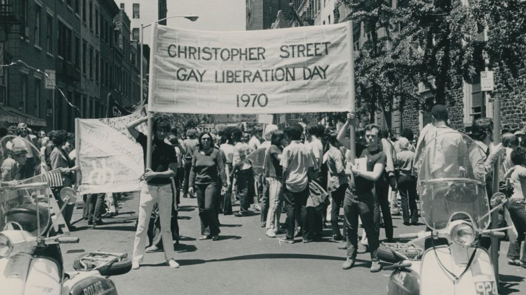 Gay Rights Supporters Rally on the First Anniversary of the Stonewall Riots.