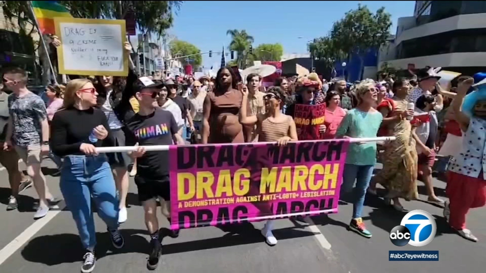 Thousands Of WeHo Residents Flock To Inaugural "Drag March" To Protest Anti-Drag Bills