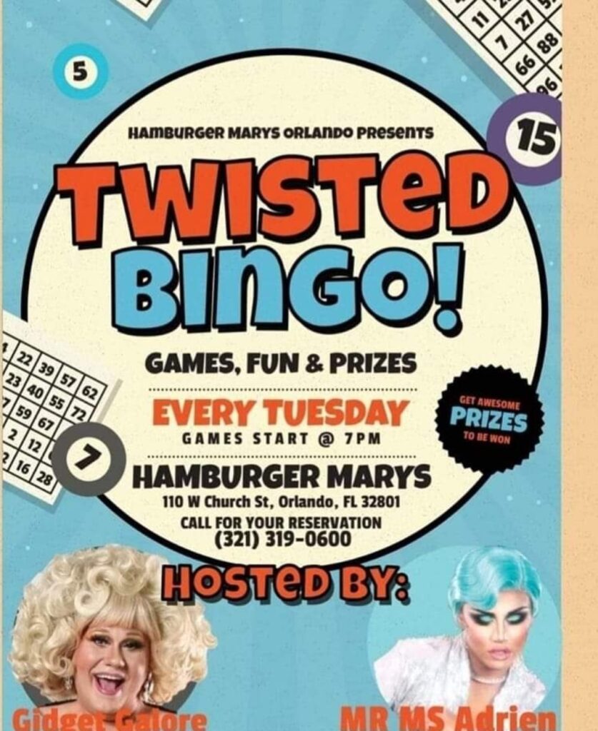 Twisted Bingo At Hamburger Mary’s Orlando On December 5
